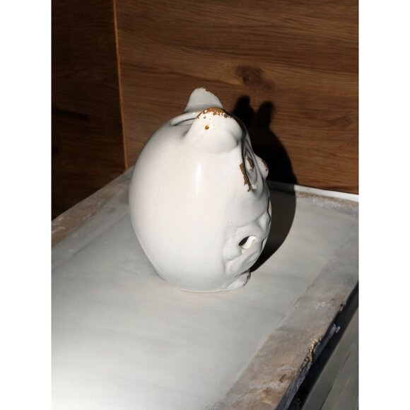 Vintage Ceramic Owl Candle Holder With Distressed Brown & White Finish - Picture 7 of 11